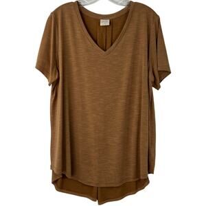 Mod Ref Casual Heather Rust/Brown Short Sleeve Relaxed V-Neck Tee Size XXL